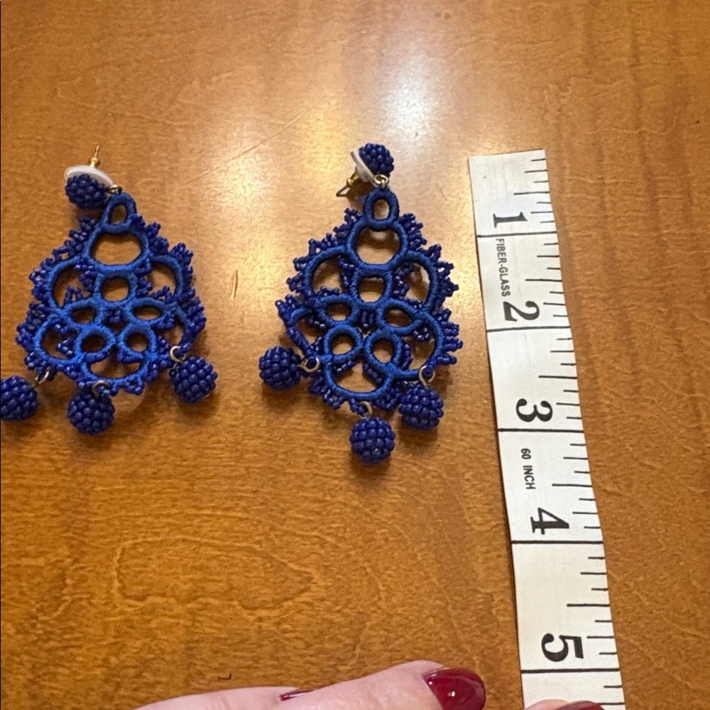 J. Crew | Blue Crochet Dangle Earrings